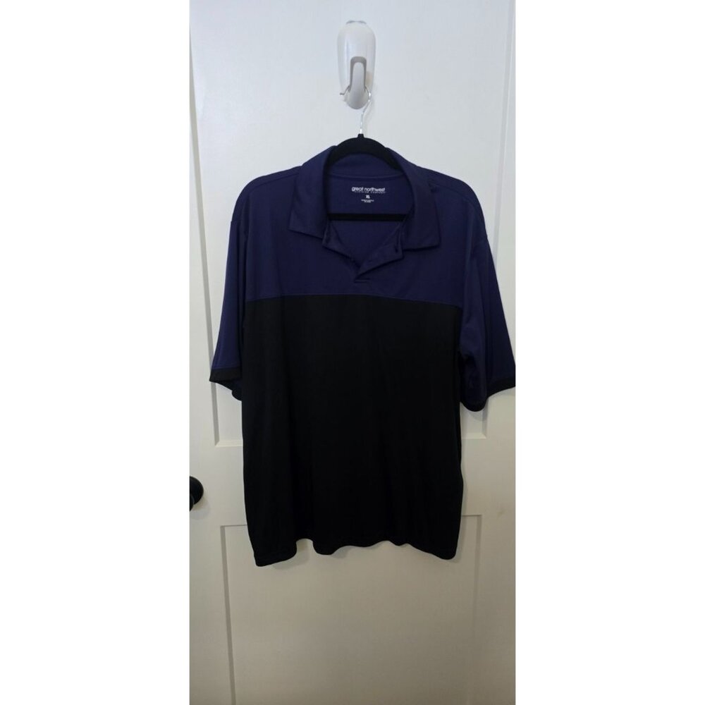 Great Northwest Mens XL Polo Shirt Purple & Black Polyester Athletic Wear